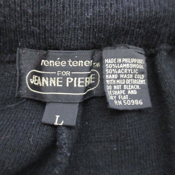 VTG Renee Tener for Jeanne Pierre Womens Pants Large Black Knit Lambswool Blend - Picture 3 of 6